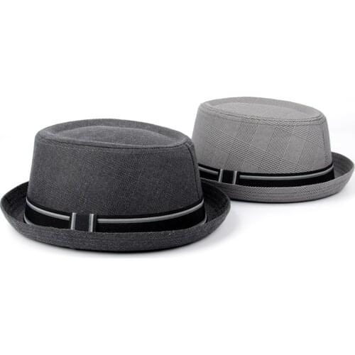 Men Fedora Hat Flat Pork Pie Hat For Gentleman Dad Bowler Porkpie Jazz Hat Big Size S M L XL
