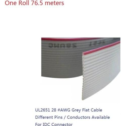 1 Roll 76.5 Meter 1.27mm Pitch Grey Flat Ribbon Cable 8 9 10 12 14 16 20 24 26 30 40 50 60 64 Pins AWG 28 UL2651 300V IDC Socket