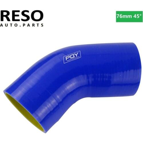 RESO--Intercooler Turbo Intake Pipe Coupler Hose 3" 76mm 45 Degree Elbow Silicone Hose Pipe RSC403