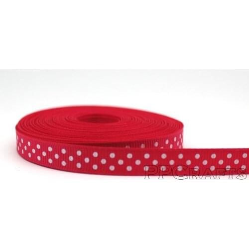 New 3/8" 10MM Shocking Pink Grosgrain Ribbon Printed With White Dots DIY Crafts Wedding 10 Yards/roll Tape