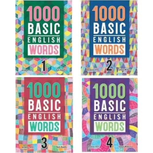 4 Books/Set 1000/2000 Core English Words Primary School Common English Vocabulary Dictionary Book For Kids 5-12 Years Old