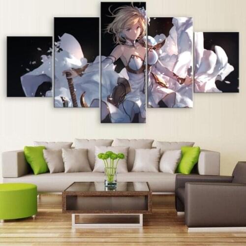 Granblue Fantasy Anime 5 Piece Modern Home Decor HD Print Wall Art Canvas Art For Living Painting Wall Art Home Painting Artwork
