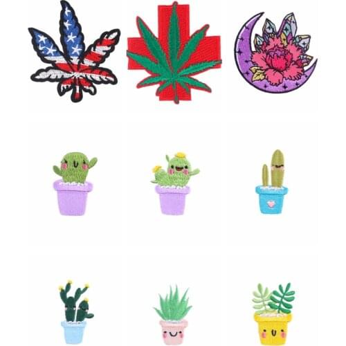 Cartoon Flower Grass Patch Iron on Patches For Clothing Embroidered Patches For Clothing Fusible Sewing Clothes Patch Applique