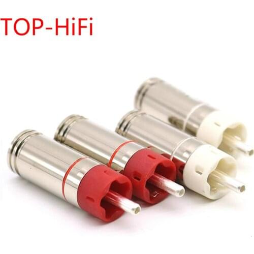TOP-HiFi 4pcs/lot Star Line Silver Plated Tellurium Coppero RCA Plug Jack Connector RCA Cables