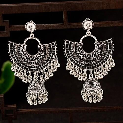 Vintage Sector Jhumka Jhumki Earrings Indian Jewelry Women Retro Statement Tassel Earrings Ears Afghan Egypt Turkish Gypsy