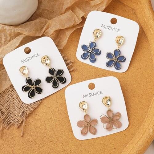 Flower Earrings Dangle Sweet Color Double Petal Earrings Geometric Earrings Personality Flower Ear Jewelry Female Fashion серьги