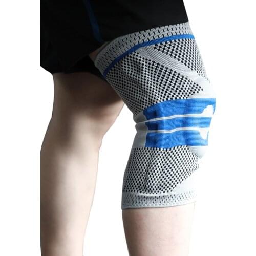 Knitted Sports Knee Pads with Spring Silicone Ring Outdoor Fitness Basketball Mountaineering Cycling Running Knee Pads Brace