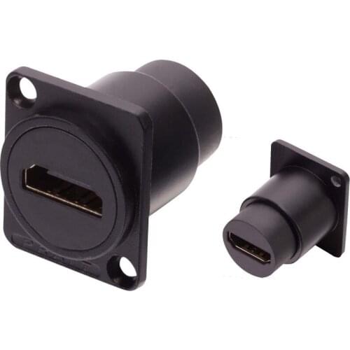 High quality 50pcs/lot HDMI HD 1.4 Socket Chassis Panel Mount with straight through for D-Type panel