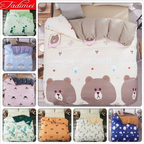 Cute Animal Bear Pattern 1 piece Duvet Cover Kids Boy Girl Single Twin Full Super King Size Quilt Comforter Bedding Bag 150x200