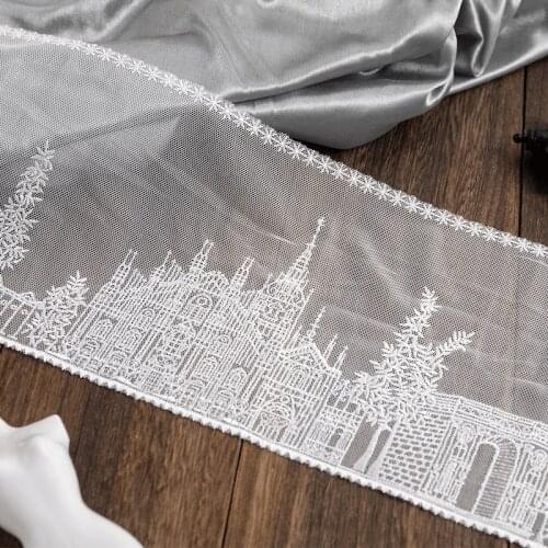 1yards 16.5cm wide White Princess Castle Mesh Lace Embroidery Ribbon for Diy Gift Packing Curtain Clothing Sewing Accessories
