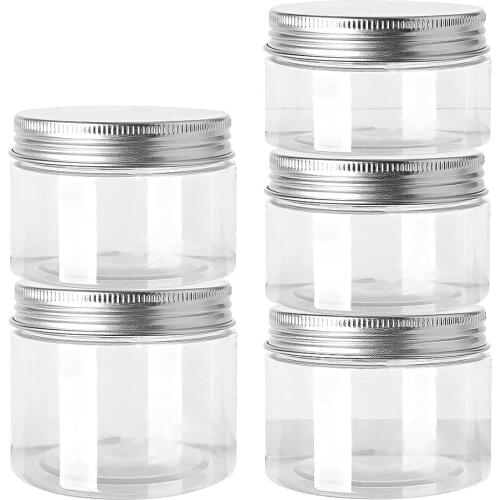 10pcs Transparent Canister Plastic Food Storage Jars 6.8-17oz Airtight Travel Cosmetic Bottle Pot Container For Slime Nuts Honey
