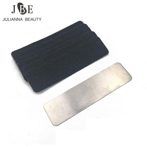 10pcs Black Replacement Sand Paper Mini Nail File With Stainless Steel Handle Metal Nail Buffer 100/180 Manicure Sanding