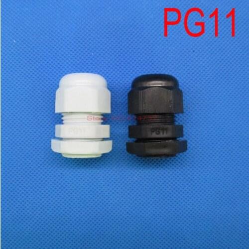 100pcs/lot Waterproof Cable Connector PG11 White or Black Cable Gland 5-11mm Cable Range