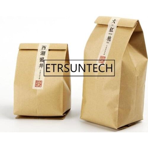 1000pcs Kraft Paper Foil Side Gusset Bags Pouches Tea Packaging Storage Bags Moisture Proof