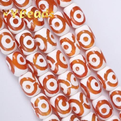 10x14mm Natural Evil Eye Pattern Light Red Tibetan Agates beads Drum Barrel Shape Agates Beads For Jewelry Making DIY Bracelets