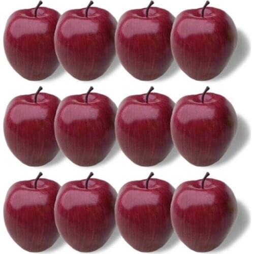 12Pcs Artificial Apples Red Delicious Fruit for Kitchen Home Foods Decor Home Party Decoration Artificial Apples