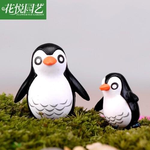 2pcs/set DIY Crafts Mini Winter Penguin Miniature Figurine Christmas Figures For Fairy Garden Gnomes Moss Terrariums Decoration