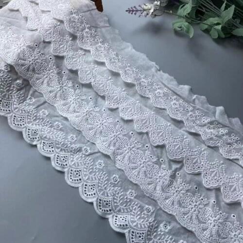 2 Yards 183 Cm Flower Cream Cotton Lace Trims For Costume Dress Trimmings Ribbon Applique Strip DIY Sewing Lace Fabric 5 Models