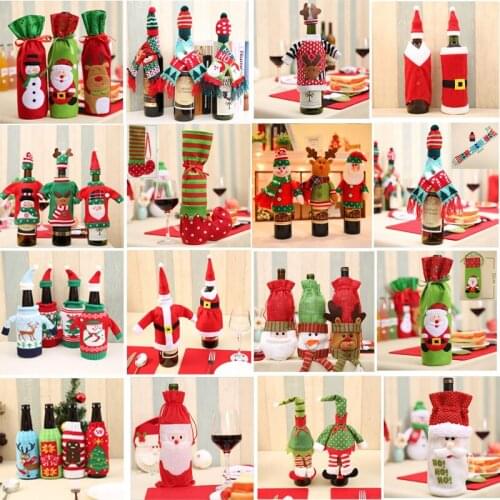 2018 New Santa Claus Wine Bottle Cover Christmas Decoration Gift Santa Sack Bottle Hold Bag Snowman Xmas Decor Home Decoration