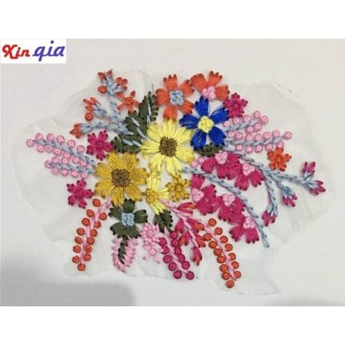 3pieces 3D flower LACE Embroidery LACE Fabric 22*15cm for wedding dress decoration clothes collar accessory F013