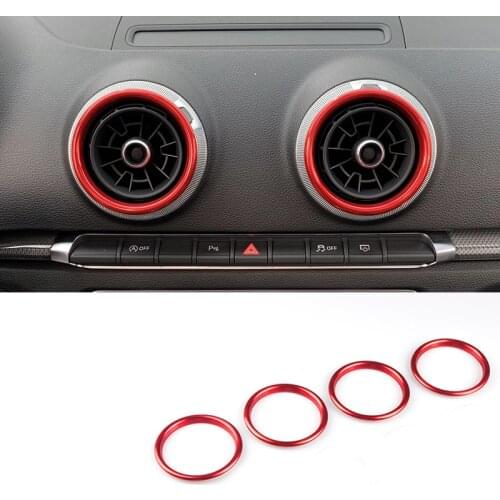4pcs Car Air Conditioning Vent Decoration Outer Ring For Audi A3 S3 Q2L Front Dashboard Console Air Outlet Frame Cover Trim