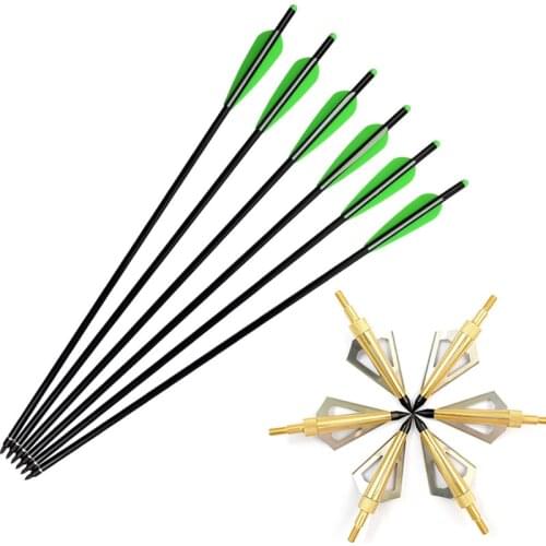 6Pcs Crossbow Bolts Aluminum Arrows 2219 + 6Pcs 125 Grain Broadheads Gold Color for Archery Bow Outdoor Hunting Free Shipping