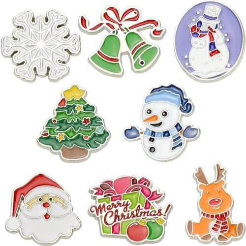 8 Pieces Christmas Brooch Pin Set Enamel Xmas Themed Jewelry Brooches Festival