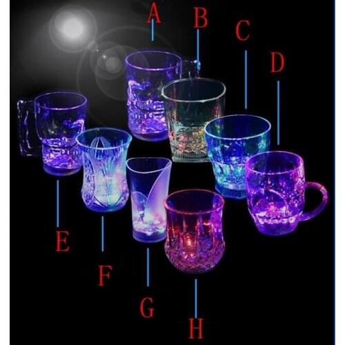 8 types of sensor plastic water cup colorful light cup LED flash cup