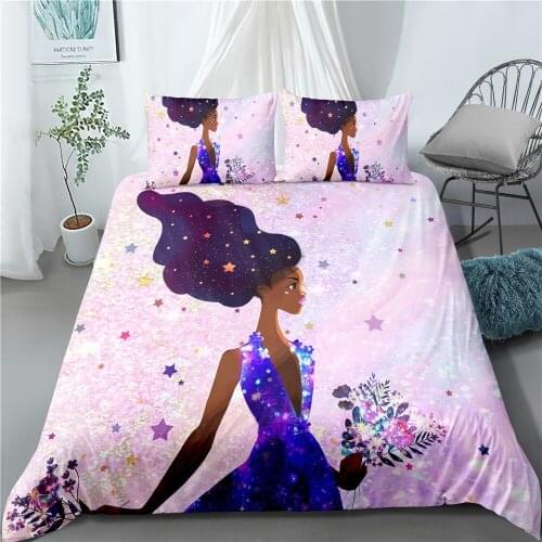 African Beautiful Girl 3D Printed Bedding Set Duvet Covers Pillowcases Comforter Bedding Set Bedclothes Bed Linen(NO Flatsheet)