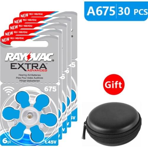 Hearing Aid Batteries Size 675 za Rayovac Extra Advanced,Pack of 30,Blue Tab PR44 1.45V Type A675 Zinc Air Battery Amplifier