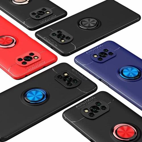 For Xiaomi Pocophone Poco X3 NFC Case Soft Silicone With Stand Ring Shockproof Protective Back Cover cases for xiaomi poco x3