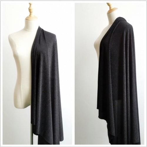 Black Shimmer Metallic fabric woven glitter shiny spandex stretch fabric for evening dress skirt