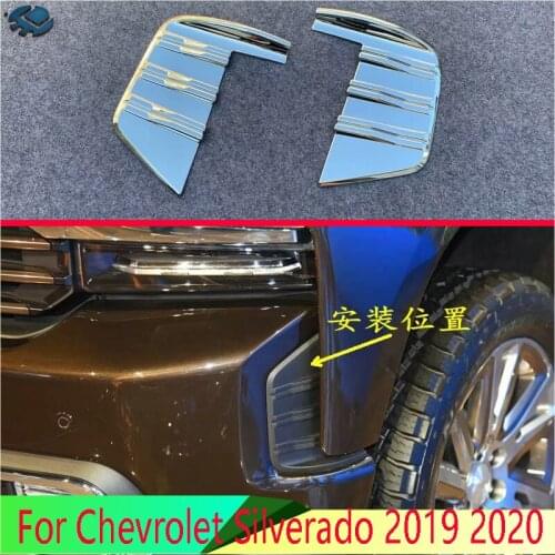 For Chevrolet Silverado 2019 2020 Car Accessories ABS Chrome Front Fog Light Lamp Cover Trim Molding Bezel Garnish Sticker