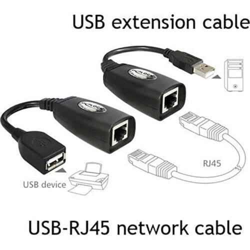 USB 2.0 Male&Female to RJ45 Interface Cat-5/5e/6 Cable LAN Plug&Play Network Adapter Extender Over Repeater Set