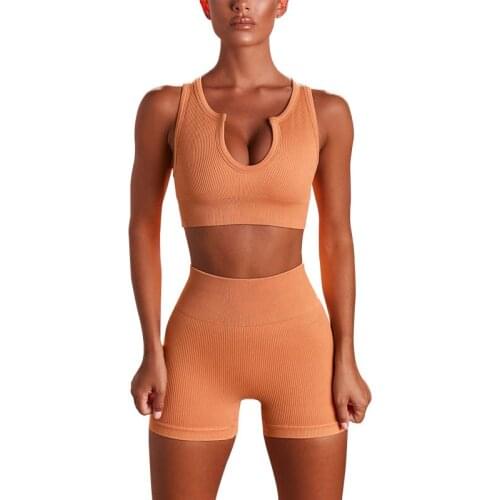 2021 New Seamless Women Fitness Set High Waist Pants Gym Women Sportswear Sport Shorts Sports Bra T-shirt Workout Sports Set