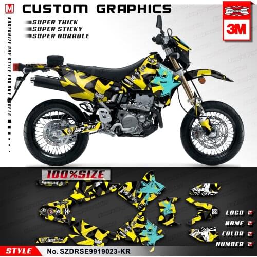 KUNGFU GRAPHICS Motorbike Vinyl Decals Stickers for DRZ400SM DRZ 400 Enduro 1999 to 2019 KLX 400R 2002 2003 2004