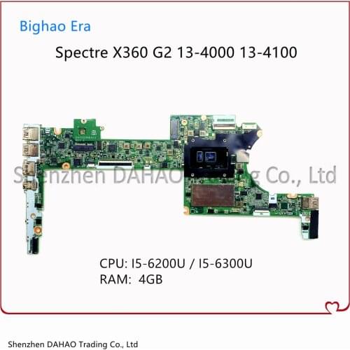 For HP Specter X360 13-4000 G2 13-4100 13-4102 Laptop Motherboard DAY0DDMBAE0 With i5-6200U/6300U 4GB-RAM 828827-601 828827-001