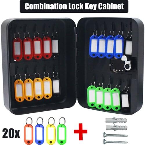 Metal 20 Combination Lock 20 Key Cabinet Wall Mounted Safe Security Storage Box