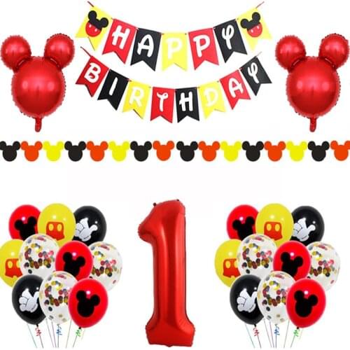 Disney Mickey Mouse party balloon Theme Childrens Birthday Cake Banner Balloon Set Minnie Mickey Birthday Party Decor Supplies