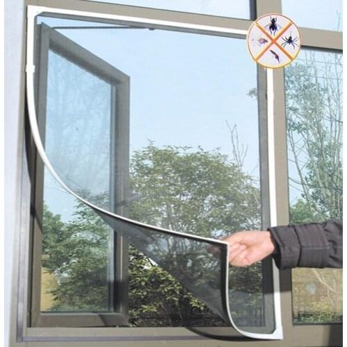 Window Screen Fly Mosquito Protection Net 130cmx150cm Curtain Protector Fly Screen Inset Polyester Fiber Hook&Loop Fastener Net