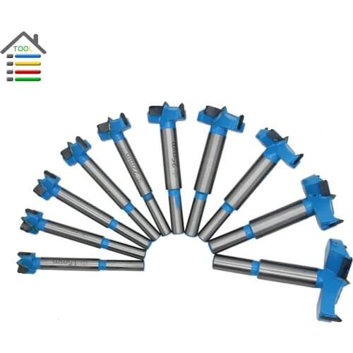 10pc 15-50mm Forstner Auger Drill Bits Set Woodworking Hole Saw Wooden Wood Cutter Tungsten Carbide