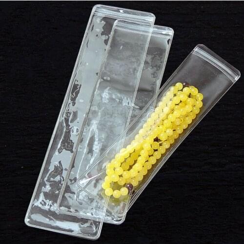 Wholesale 50pcs/lot Thick Long White Clear Plastic PVC Ziplock Packaging Bag Necklace Bracelet Dustproof Oxidation Storage Bags