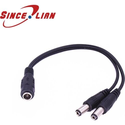 Original 5.5 x 2.1mm 1 To 2 Female To Male Plug DC Power Splitter Adapter For CCTV Camera Cable LED Power Cord Free shipping