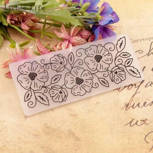 Lychee Life Floral Embossing Folder Stencil 15x6cm For DIY Scrapbook Album Card Making Home Decoration