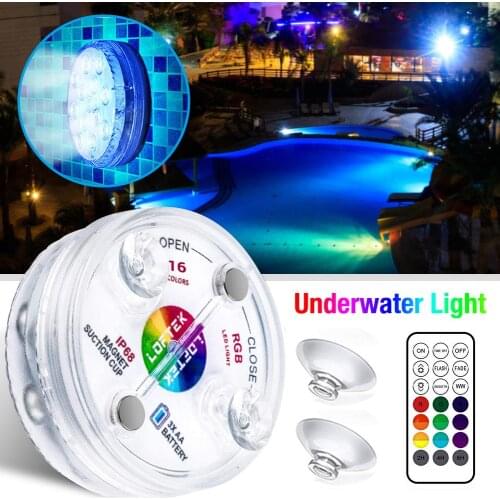 16 Color Underwater Light LED RGB Submersible Swimming Pool Lamp IP68 Waterproof with RF Remote for Fish Tanks Aquariums
