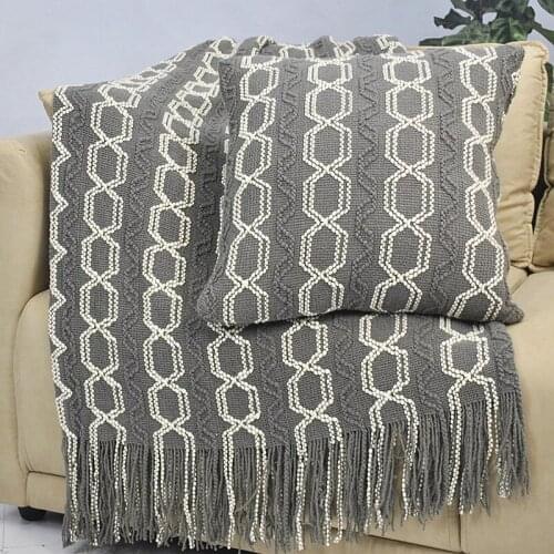 Bedspread on the bed plaid kinitted blanket sofa cover travel TV blankets grey yellow orange Stitch Towel Blanket
