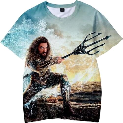 Popular Movies Aquaman 3D print Tshirt Fashion Men Women t-shirt harajuku Hot Sale Kids Tops cartoon children Tee Teen clothes
