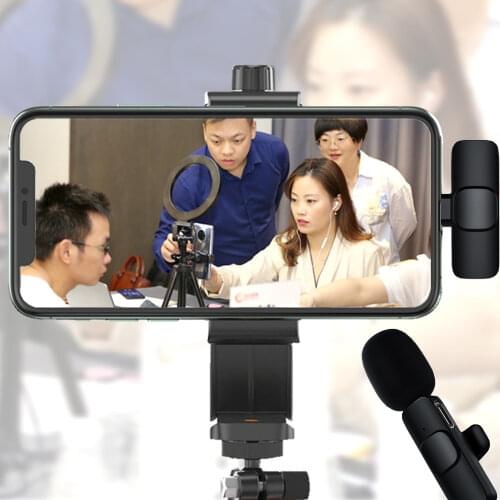 Portable Wireless Lavalier Microphone for Smart Phone Wireless Mic Recording with YouTube Facebook Vlog