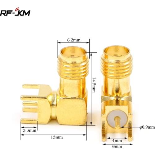 10PCS SMA female plug Right Angle 90 DEGREE SMA-KWE PCB Mount connector RF adapter