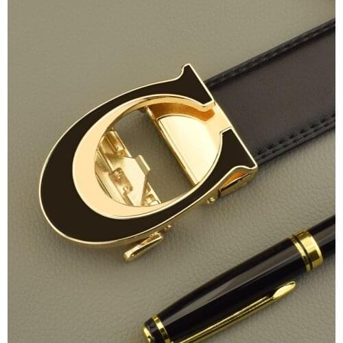 Vintage C Letter Buckle Waist Strap Jeans Cowhide Genuine Leather Belts Men Designer Luxury G Casual Waistband Ceinture Homme